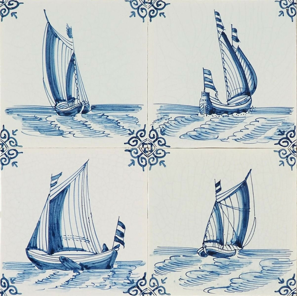 Pattern of blue sailing ships on a white background,available to buy from the-salon.com. SALON curates the finest unique handmade pieces from the interior industry's best makers and brands. Shop luxury furniture, lighting, rugs, art, antiques and vintage pieces and accessories from SALON interior designed rooms.