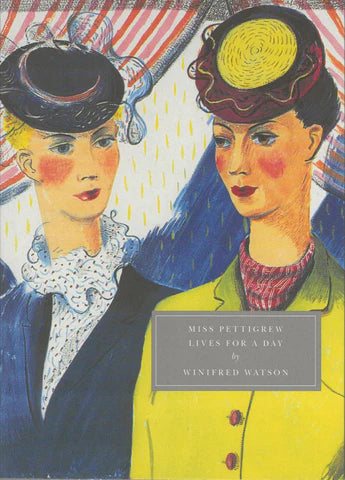 Book cover of 'Miss Pettigrew Lives for a Day' by Winifred Watson with stylized illustration of two women,  available  to buy on the-salon.com. SALON curates the finest , unique, handmade pieces from the interior industry's best makers and brands. Shop luxury furniture, lighting, rugs, art, antiques and vintage pieces and accessories from SALON interior designed rooms.