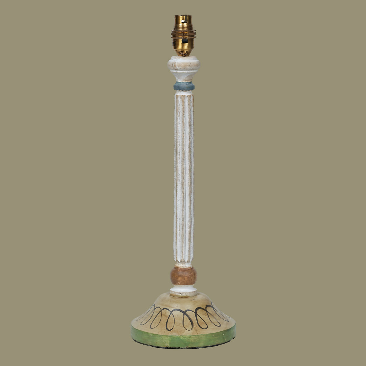 Decorative lamp base with a columnar design on a beige background,  available  to buy on the-salon.com. SALON curates the finest , unique, handmade pieces from the interior industry's best makers and brands. Shop luxury furniture, lighting, rugs, art, antiques and vintage pieces and accessories from SALON interior designed rooms.