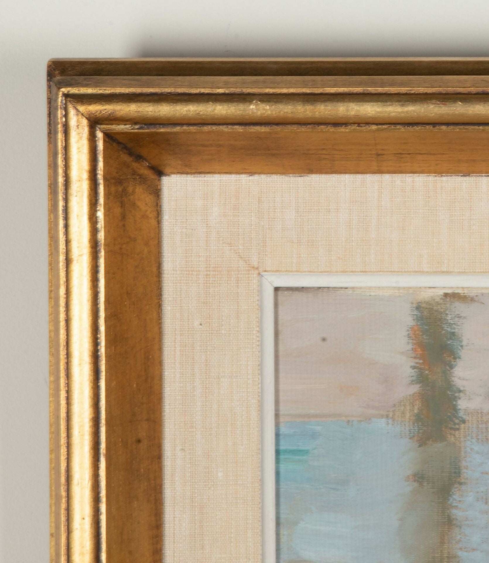 Gold-framed painting with a visible brushstroke texture on a light background,  available  to buy on the-salon.com. SALON curates the finest , unique, handmade pieces from the interior industry's best makers and brands. Shop luxury furniture, lighting, rugs, art, antiques and vintage pieces and accessories from SALON interior designed rooms.