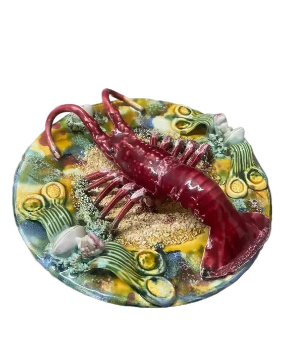 Portuguese Palissy-style majolica lobster plate