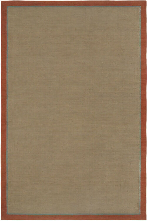 Close-up view of a hand woven dhurrie rug with a plain design and a visible border, available  to buy on the-salon.com. SALON curates the finest , unique, handmade pieces from the interior industry's best makers and brands. Shop luxury furniture, lighting, rugs, art, antiques and vintage pieces and accessories from SALON interior d