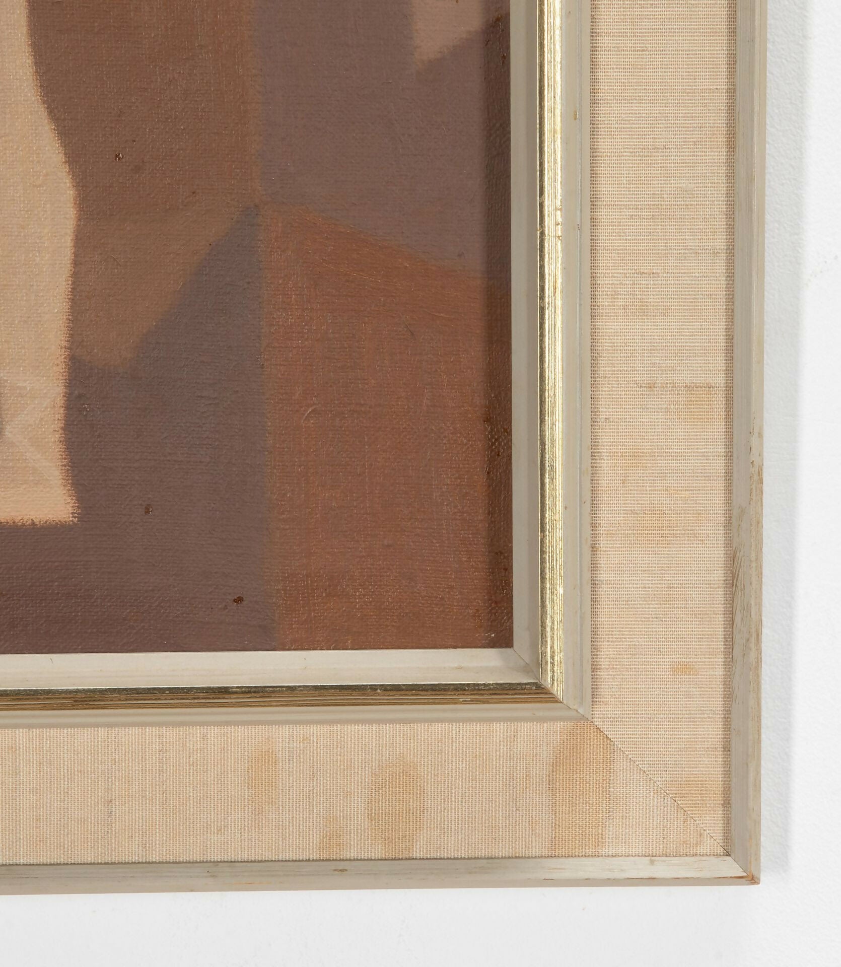 Close-up of a framed abstract painting with a wooden frame,  available  to buy on the-salon.com. SALON curates the finest , unique, handmade pieces from the interior industry's best makers and brands. Shop luxury furniture, lighting, rugs, art, antiques and vintage pieces and accessories from SALON interior designed rooms.