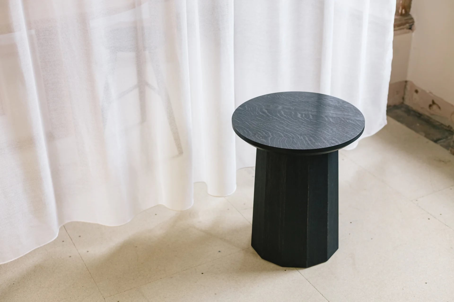 POLYGON PEDESTAL SIDE TABLE BY GALVIN BROTHERS