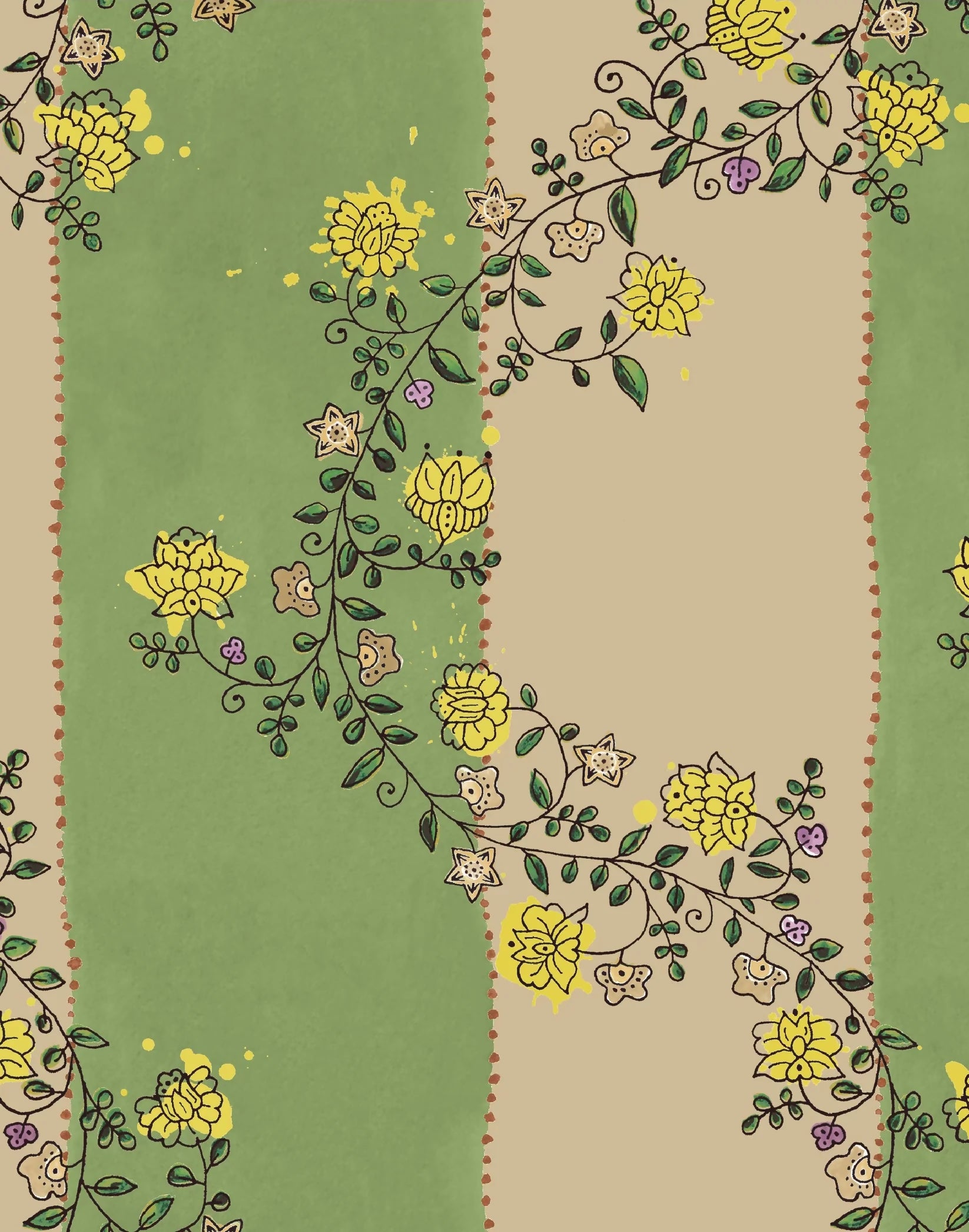 VINE BLOTS IN APPLE & SAND WALLPAPER BY FRANQUEMONT