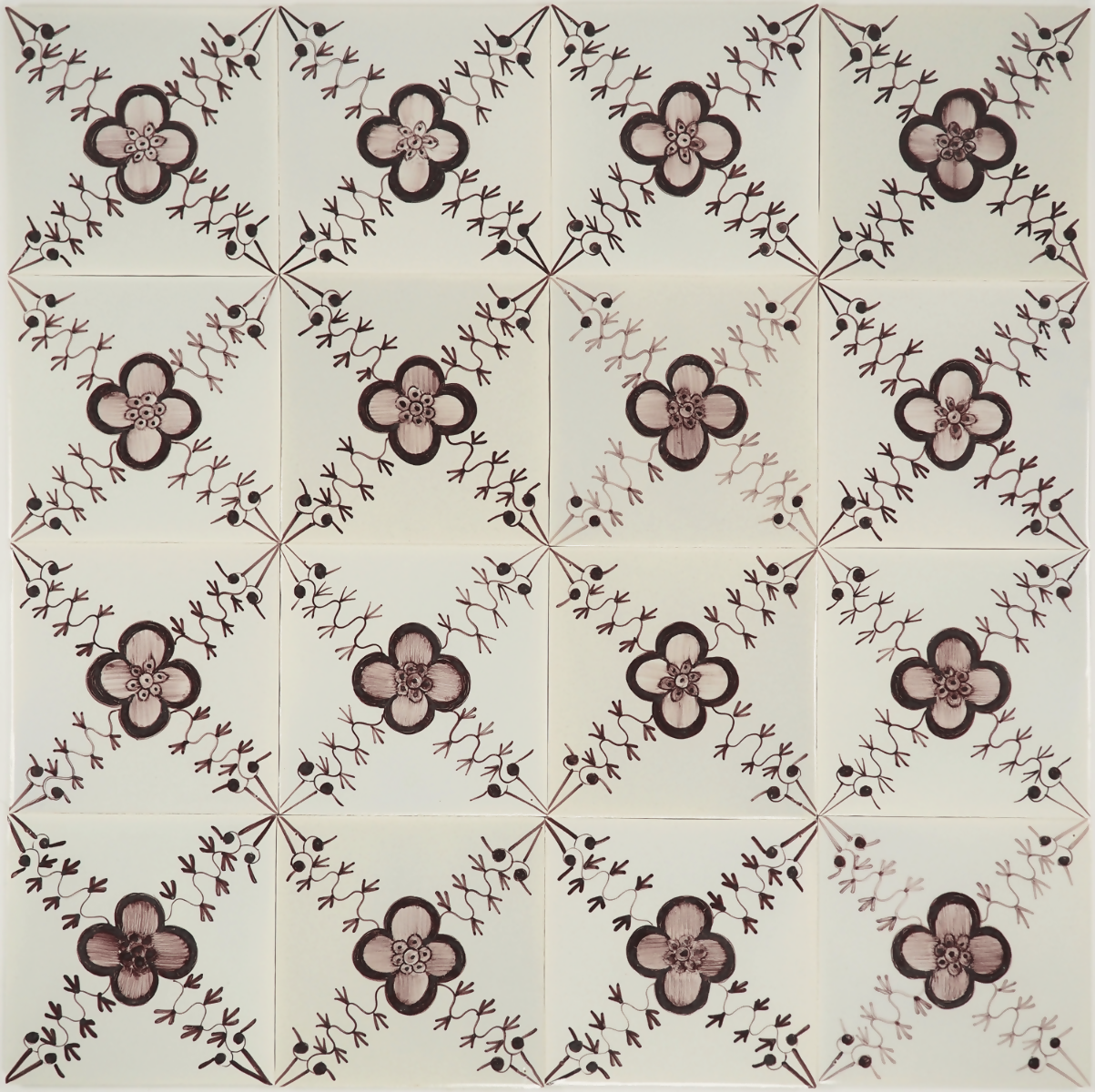 Patterned tile with floral design on a beige background,  available  to buy on the-salon.com. SALON curates the finest , unique, handmade pieces from the interior industry's best makers and brands. Shop luxury furniture, lighting, rugs, art, antiques and vintage pieces and accessories from SALON interior designed rooms.