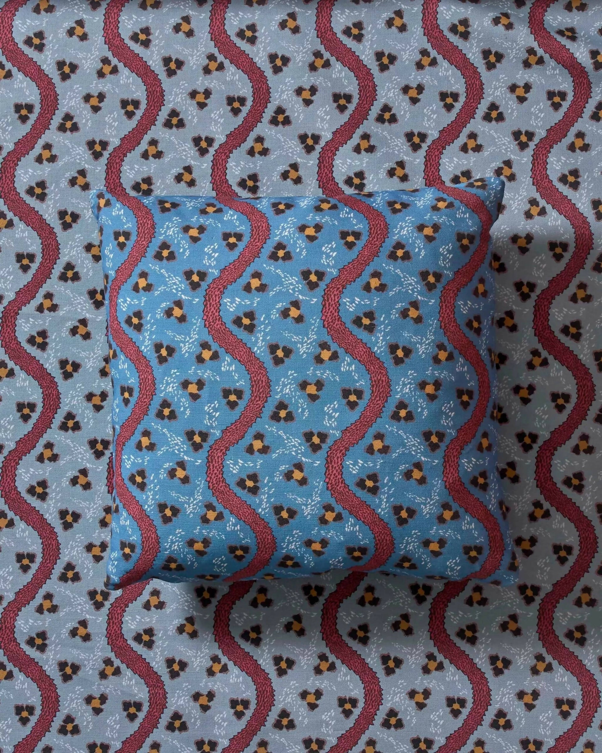 SKY BLUE LEOPARD SWIRL FABRIC BY STUDIO HOLLOND
