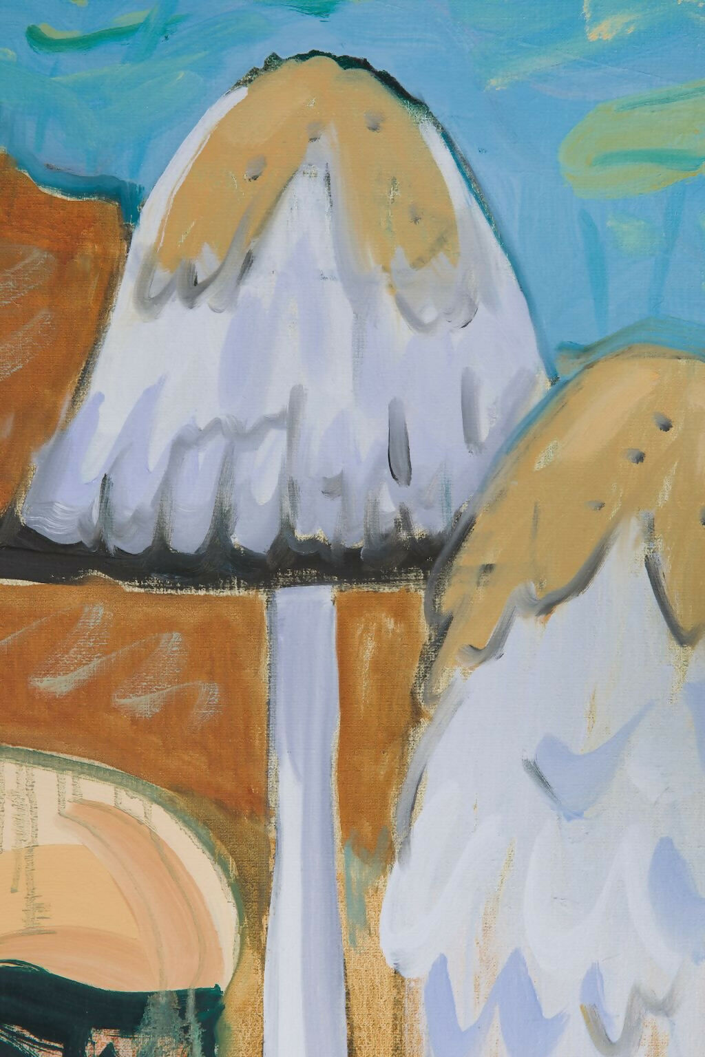Artistic depiction of a mushroom with a blue sky background,  available  to buy on the-salon.com. SALON curates the finest , unique, handmade pieces from the interior industry's best makers and brands. Shop luxury furniture, lighting, rugs, art, antiques and vintage pieces and accessories from SALON interior designed rooms.