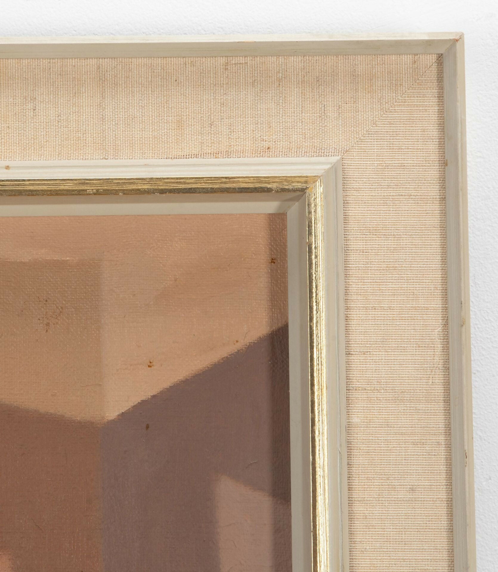 Close-up of a framed abstract painting with a textured beige frame,  available  to buy on the-salon.com. SALON curates the finest , unique, handmade pieces from the interior industry's best makers and brands. Shop luxury furniture, lighting, rugs, art, antiques and vintage pieces and accessories from SALON interior designed rooms.
