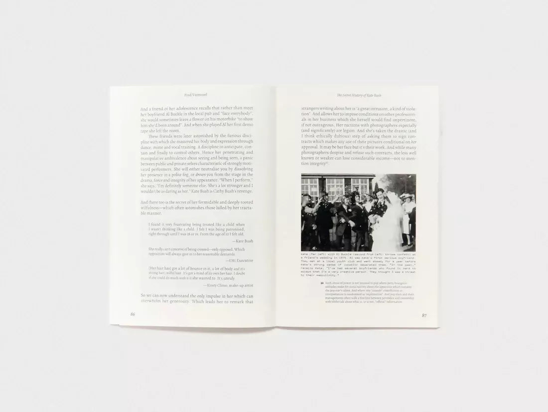 The book 'THE SECRET HISTORY OF KATE BUSH (AND THE STRANGE ART OF POP)' featuring a black and white photo of Kate Bush with text ,  available  to buy on the-salon.com. SALON curates the finest , unique, handmade pieces from the interior industry's best makers and brands. Shop luxury furniture, lighting, rugs, art, antiques and vintage pieces and accessories from SALON interior designed rooms.