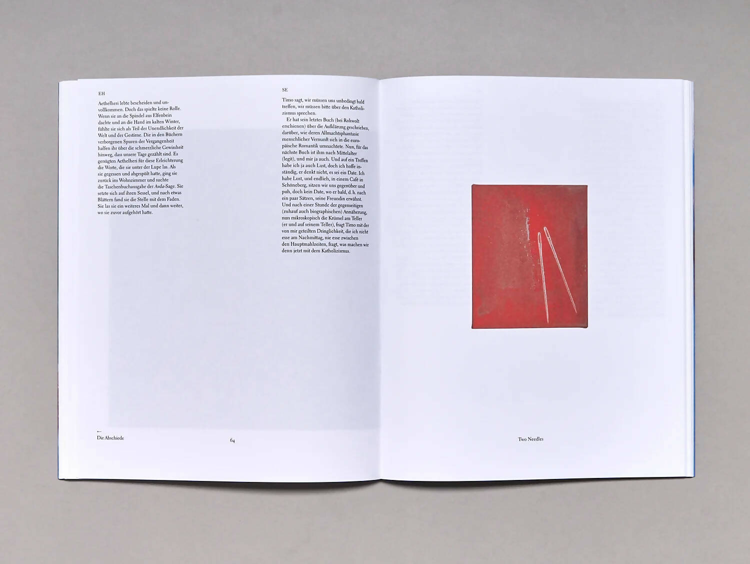 An image of an open book, containing an image of 'Two needles' and the other page with text, available  to buy on the-salon.com. SALON curates the finest , unique, handmade pieces from the interior industry's best makers and brands. Shop luxury furniture, lighting, rugs, art, antiques and vintage pieces and accessories from SALON interior designed rooms.