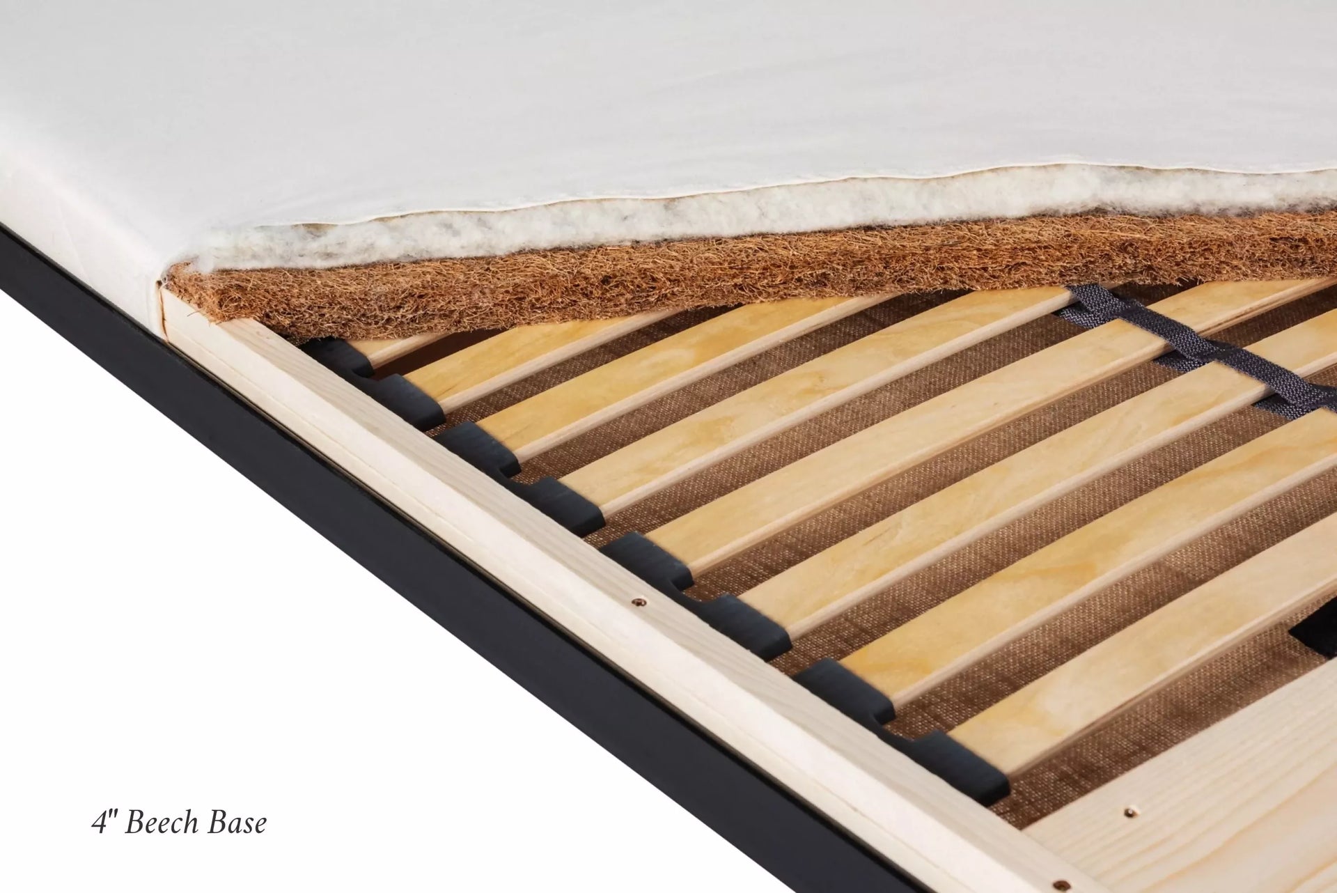 Wooden slat bed base with a 4-inch beech base on a white background,available to buy from the-salon.com. SALON curates the finest unique handmade pieces from the interior industry's best makers and brands. Shop luxury furniture, lighting, rugs, art, antiques and vintage pieces and accessories from SALON interior designed rooms. 