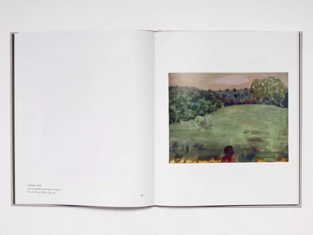 Open book displaying a painting of a landscape with trees and a person,available to buy from the-salon.com. SALON curates the finest unique handmade pieces from the interior industry's best makers and brands. Shop luxury furniture, lighting, rugs, art, antiques and vintage pieces and accessories from SALON interior designed rooms. 