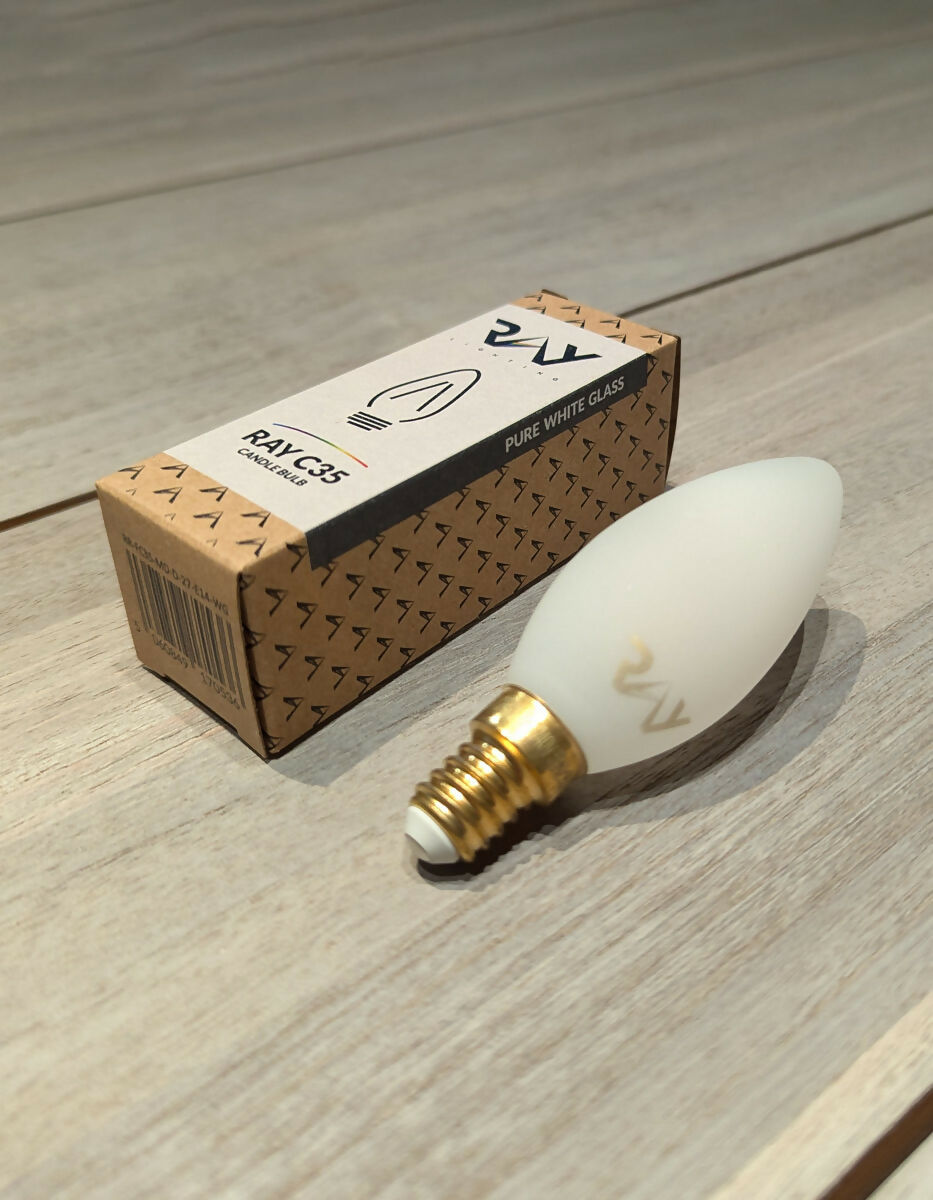 RAY C35 E14 PURE WHITE GLASS