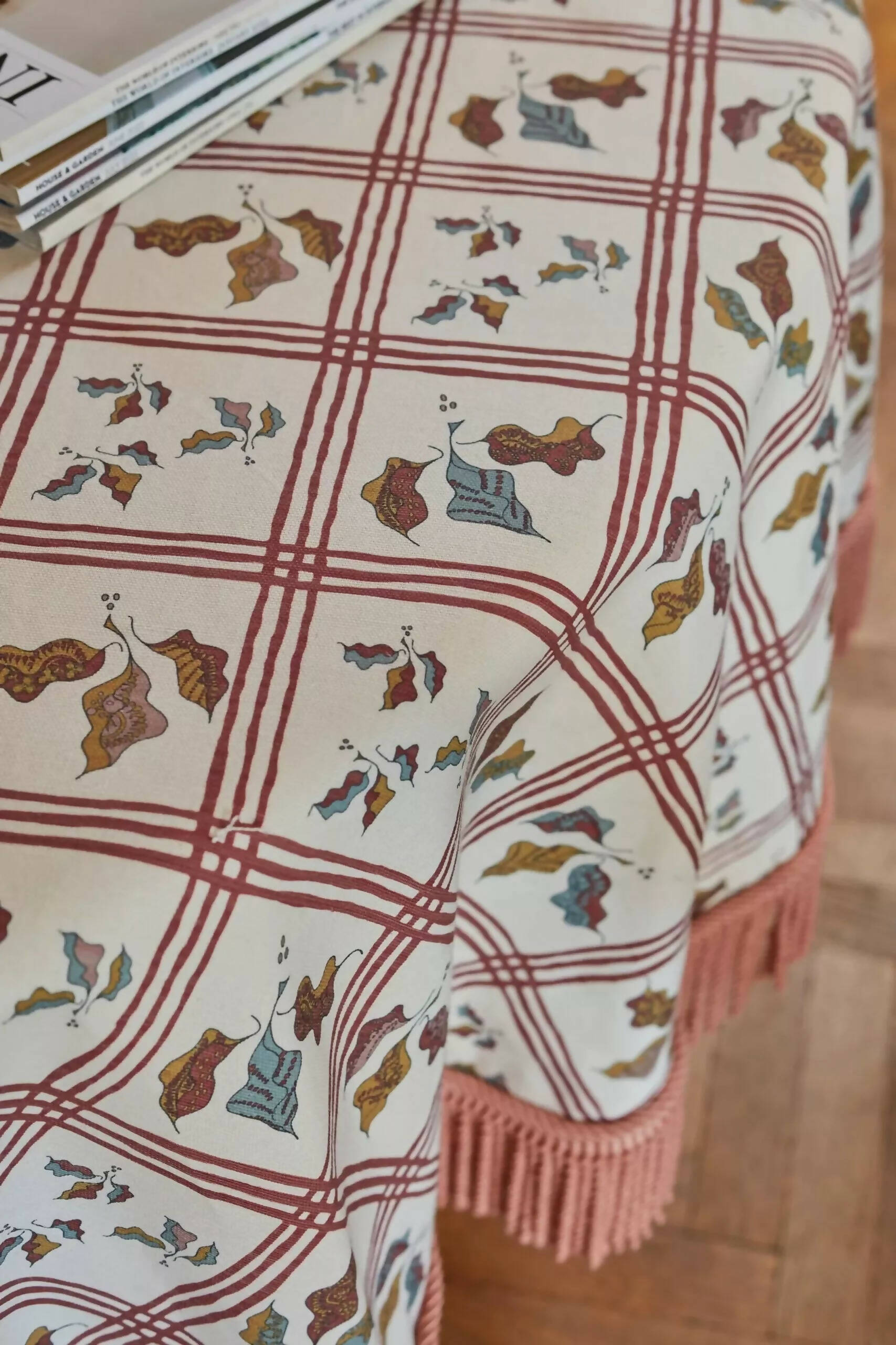 GINGHAM LEAF STRAWBERRY JAZZ FABRIC BY STUDIO HOLLOND