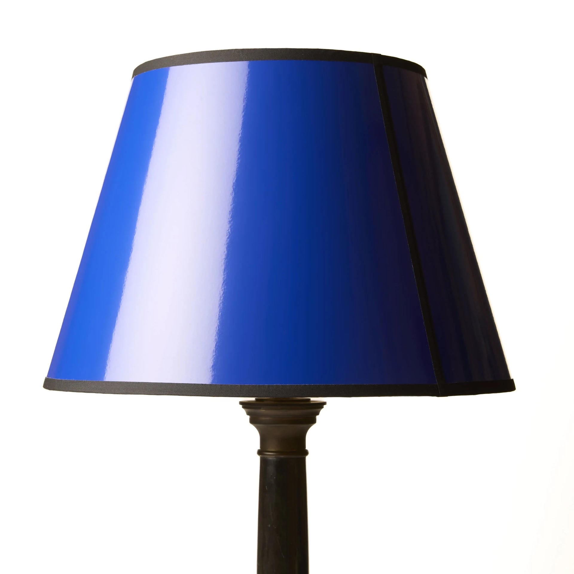 BLUE GLOSS LAMPSHADE WITH BLACK TAPE BY THE CL COLLECTION