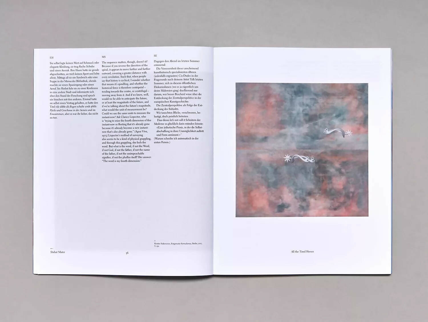 An image of an open book, containing an image of 'all the tired horses' and the other page with text, available  to buy on the-salon.com. SALON curates the finest , unique, handmade pieces from the interior industry's best makers and brands. Shop luxury furniture, lighting, rugs, art, antiques and vintage pieces and accessories from SALON interior designed rooms.