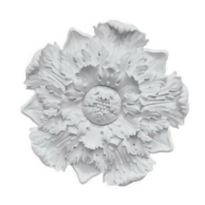 A white, floral-patterned ceiling rose made of plaster, available  to buy on the-salon.com. SALON curates the finest , unique, handmade pieces from the interior industry's best makers and brands. Shop luxury furniture, lighting, rugs, art, antiques and vintage pieces and accessories from SALON interior designed rooms.