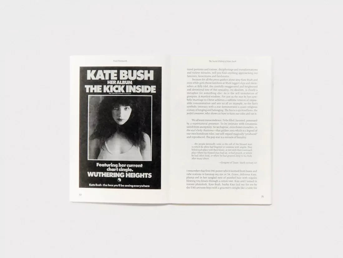 The book 'THE SECRET HISTORY OF KATE BUSH (AND THE STRANGE ART OF POP)' featuring a black and white photo of Kate Bush with text ,  available  to buy on the-salon.com. SALON curates the finest , unique, handmade pieces from the interior industry's best makers and brands. Shop luxury furniture, lighting, rugs, art, antiques and vintage pieces and accessories from SALON interior designed rooms.