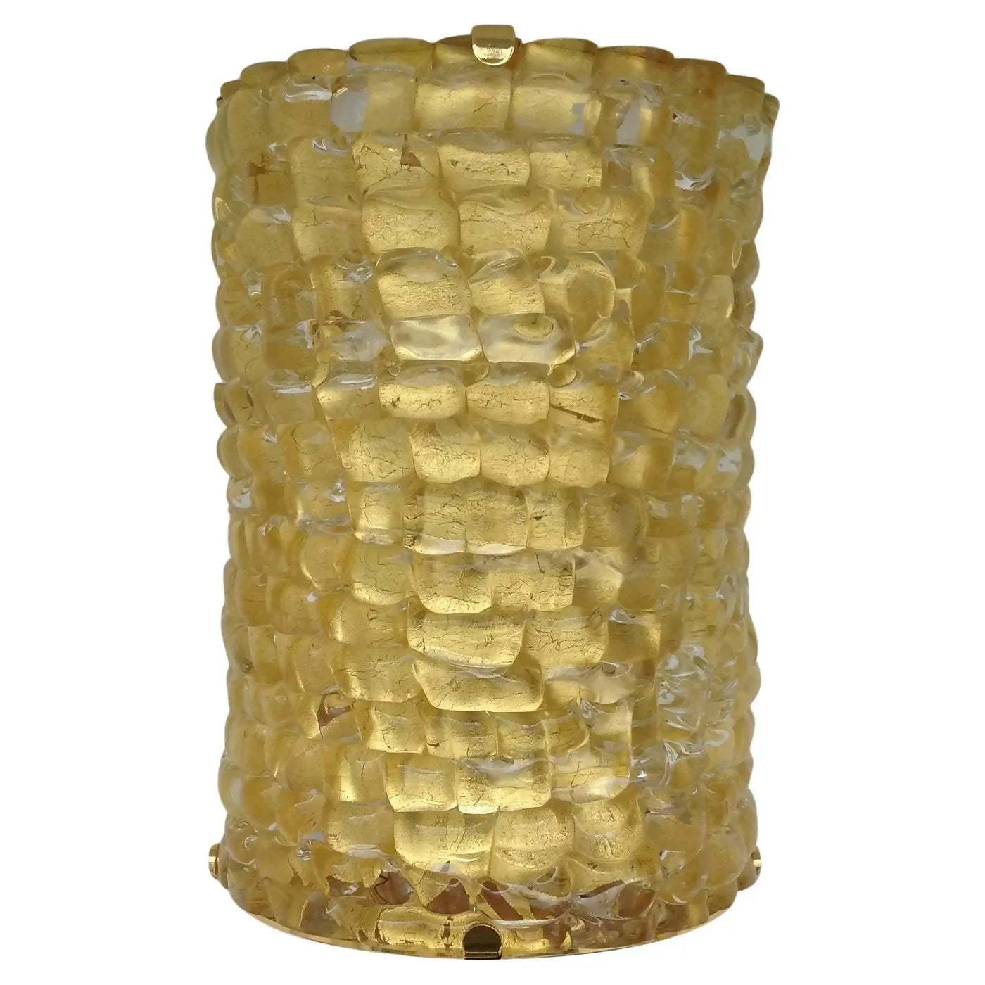 MURANO ART GLASS HALF CYLINDER SCONCES IN GOLD LEAF AND GOLD PLATED BY ANDREW KORNAT