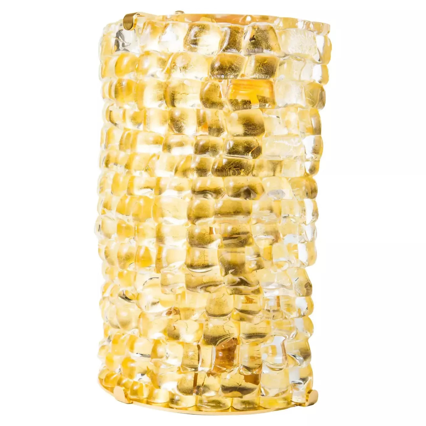 MURANO ART GLASS HALF CYLINDER SCONCES IN GOLD LEAF AND GOLD PLATED BY ANDREW KORNAT