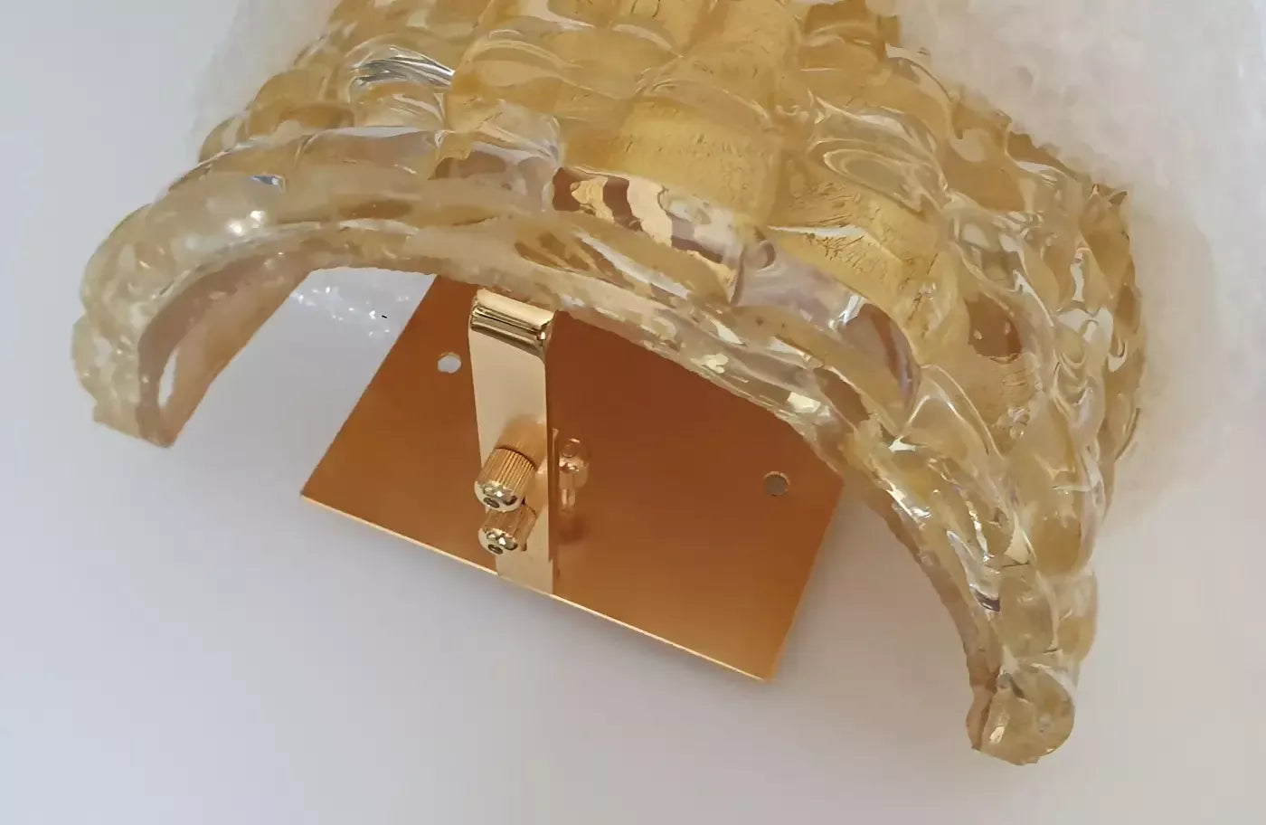 MURANO ART GLASS HALF CYLINDER SCONCES IN GOLD LEAF AND GOLD PLATED BY ANDREW KORNAT