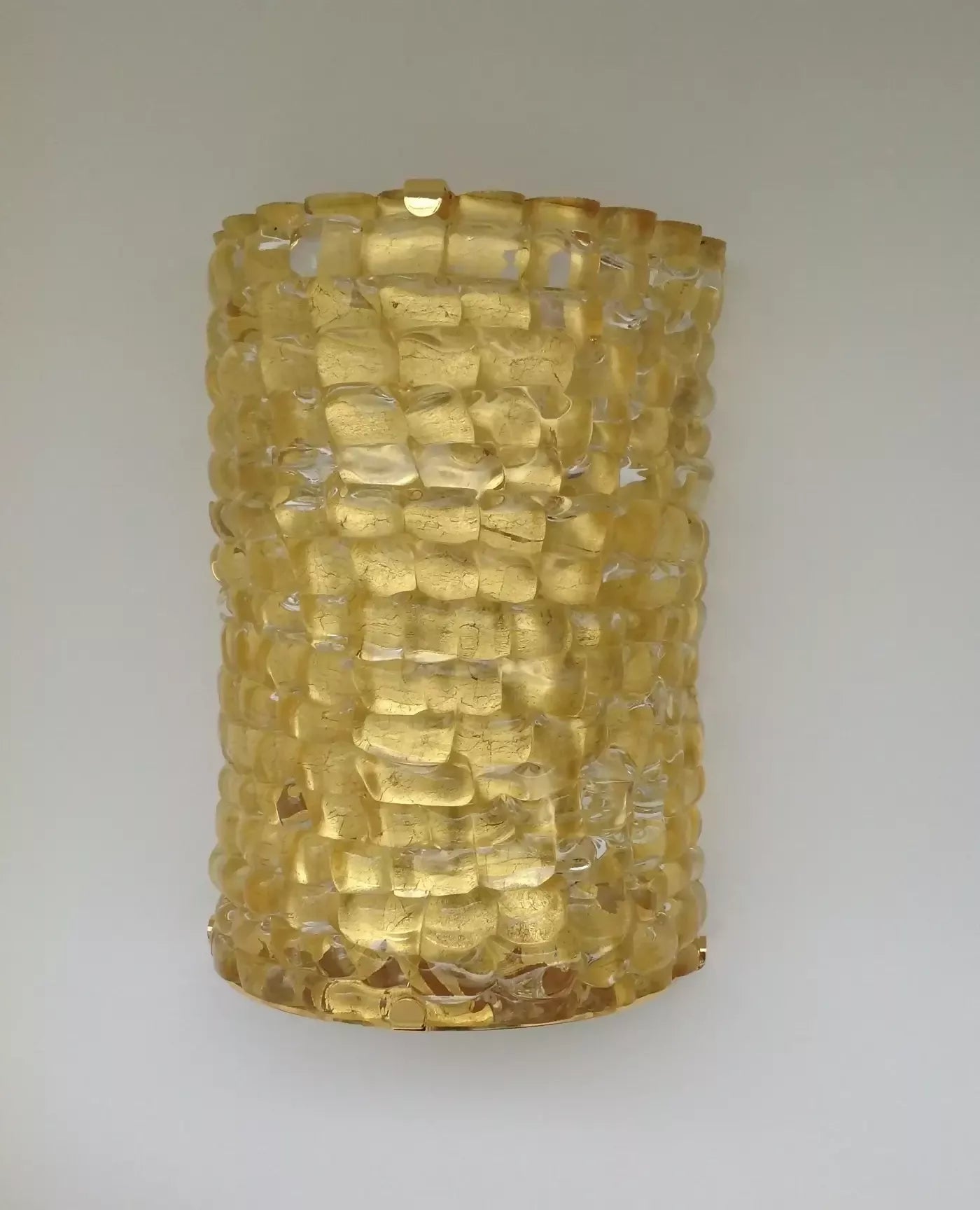 MURANO ART GLASS HALF CYLINDER SCONCES IN GOLD LEAF AND GOLD PLATED BY ANDREW KORNAT