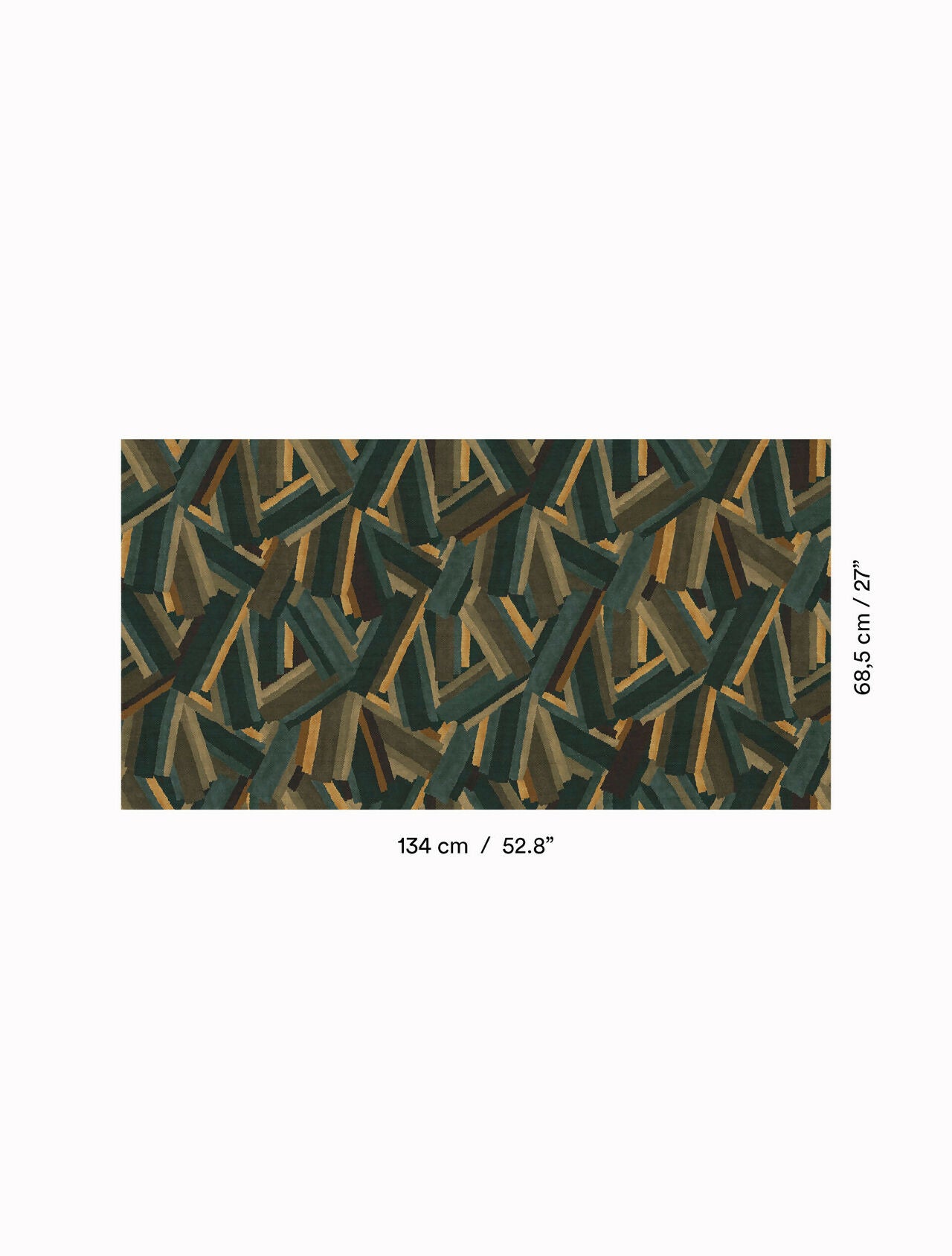 A close up of a textured green and brown pattern on a white background, including measurements, available  to buy on the-salon.com. SALON curates the finest , unique, handmade pieces from the interior industry's best makers and brands. Shop luxury furniture, lighting, rugs, art, antiques and vintage pieces and accessories from SALON interior designed rooms.