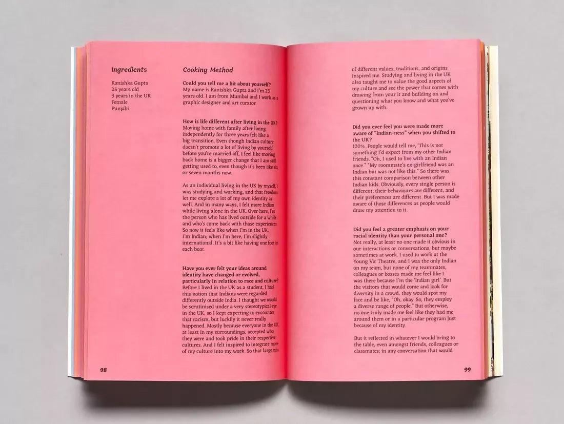 An open book, pages to a recipe styled interview, available  to buy on the-salon.com. SALON curates the finest , unique, handmade pieces from the interior industry's best makers and brands. Shop luxury furniture, lighting, rugs, art, antiques and vintage pieces and accessories from SALON interior designed rooms.