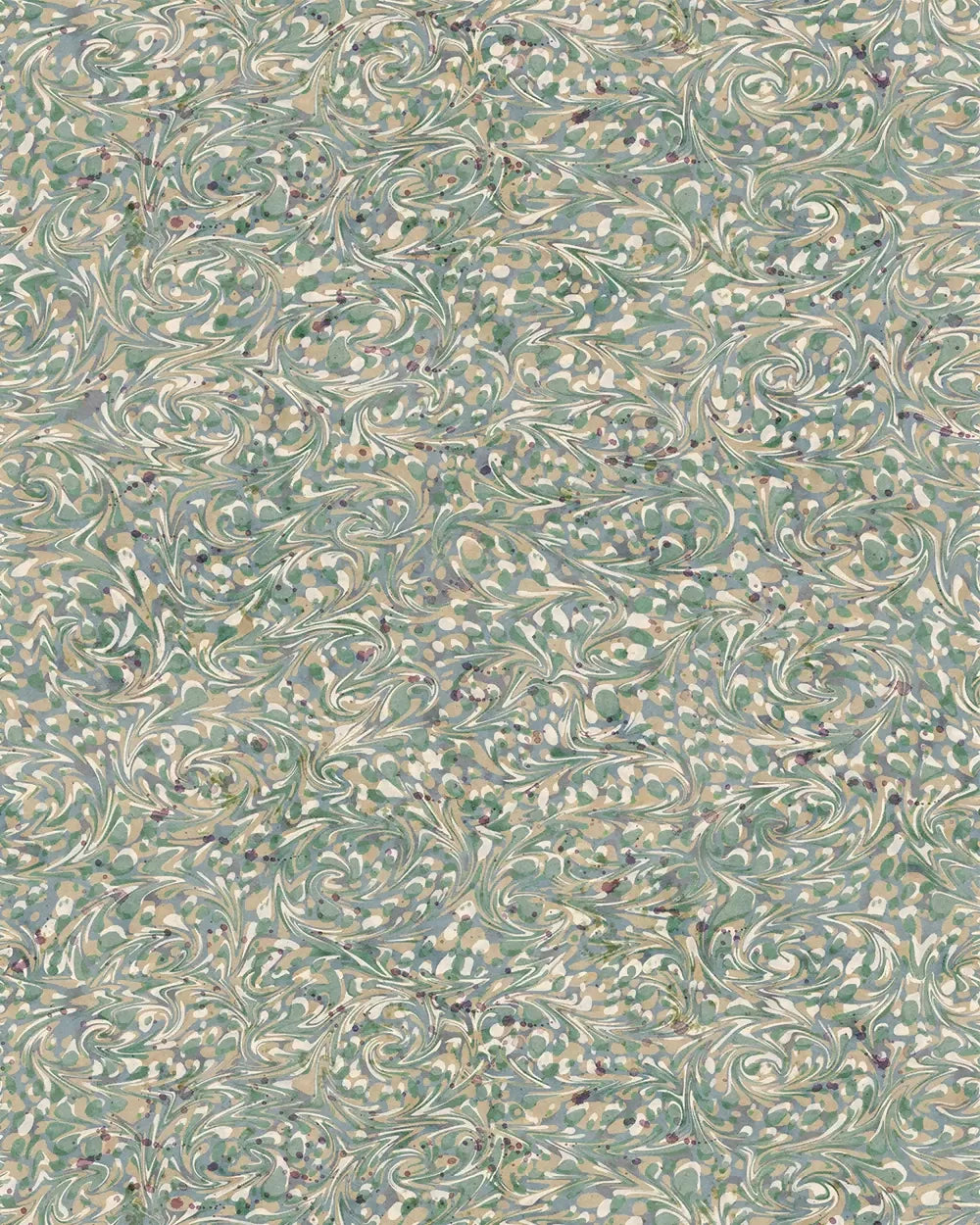 Decorative paper with intricate green and beige pattern