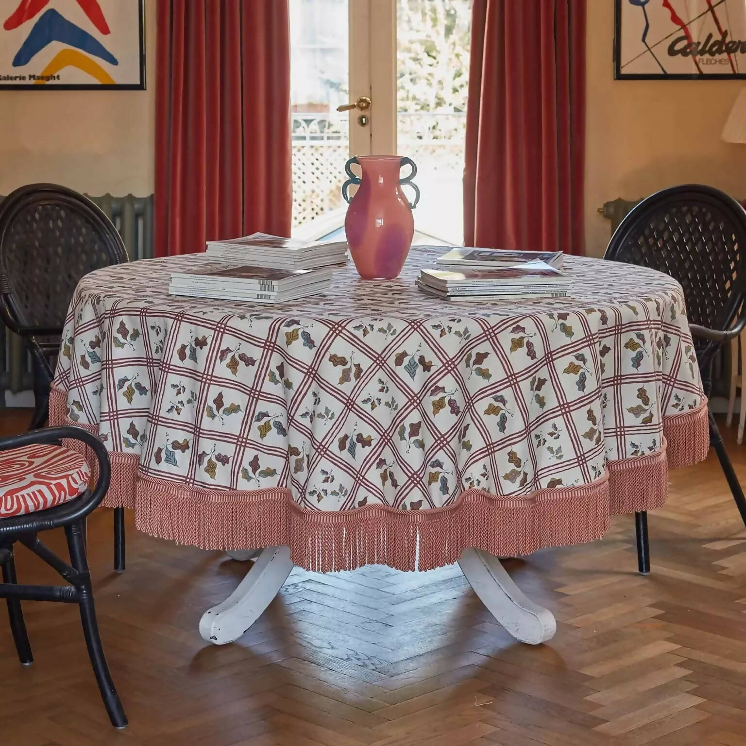 GINGHAM LEAF STRAWBERRY JAZZ FABRIC BY STUDIO HOLLOND