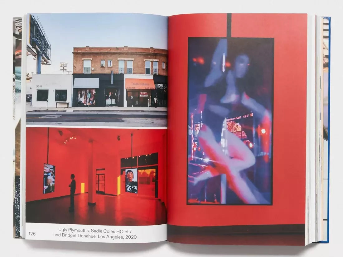 An image of an open book, with three images, one being a woman dancing on a pole with the background lights low, another being a normal city street with shops during the daytime and the other a red light museum , available  to buy on the-salon.com. SALON curates the finest , unique, handmade pieces from the interior industry's best makers and brands. Shop luxury furniture, lighting, rugs, art, antiques and vintage pieces and accessories from SALON interior designed rooms.