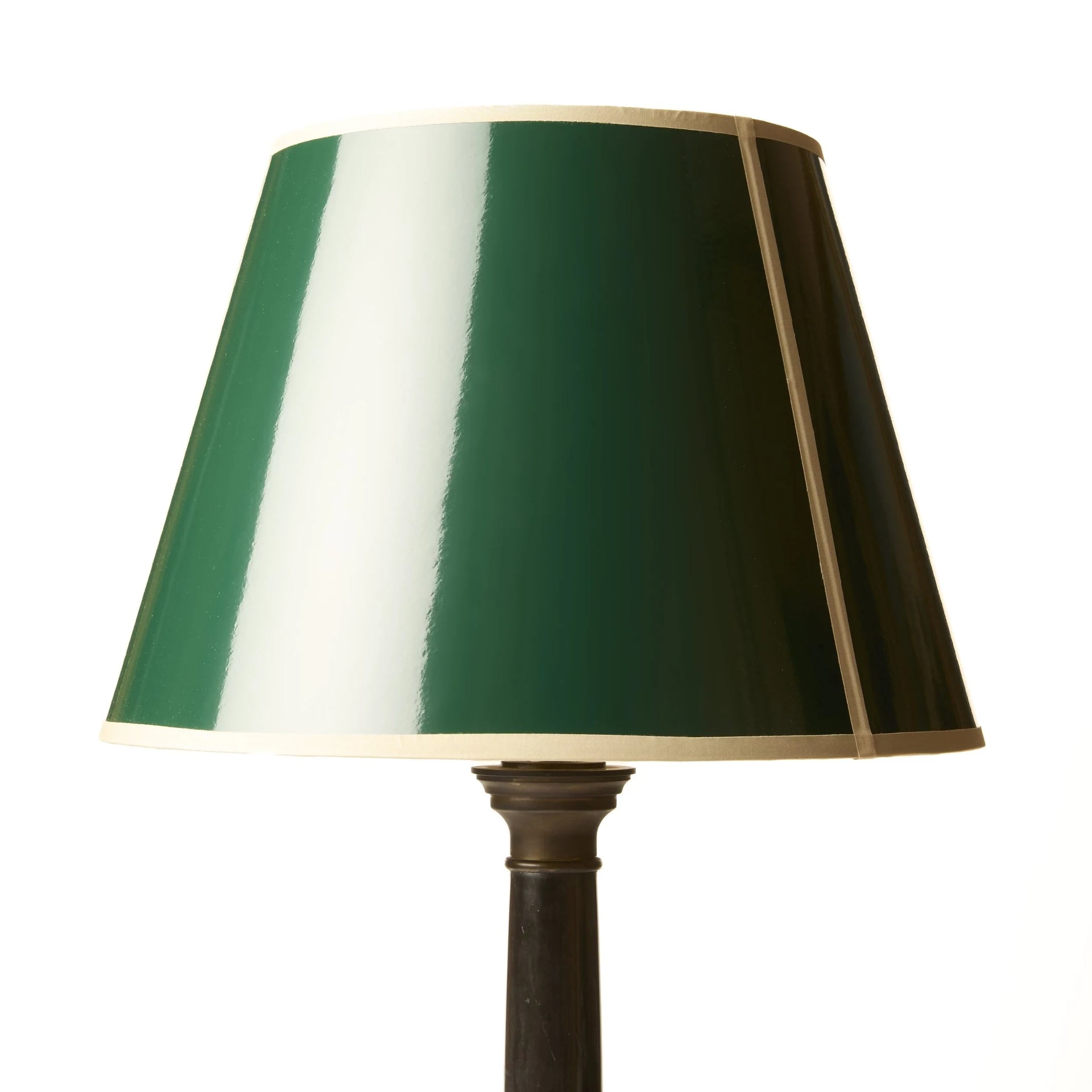 GREEN GLOSS LAMPSHADE WITH NATURAL TAPE BY THE CL COLLECTION