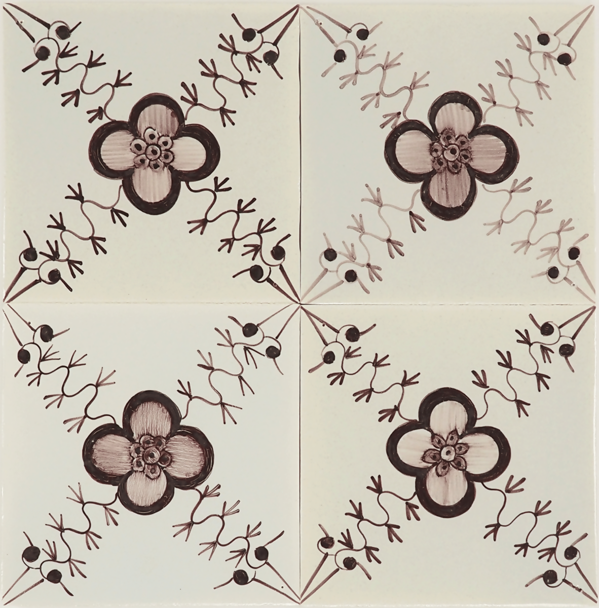 Decorative tile with floral pattern on a beige background,  available  to buy on the-salon.com. SALON curates the finest , unique, handmade pieces from the interior industry's best makers and brands. Shop luxury furniture, lighting, rugs, art, antiques and vintage pieces and accessories from SALON interior designed rooms.
