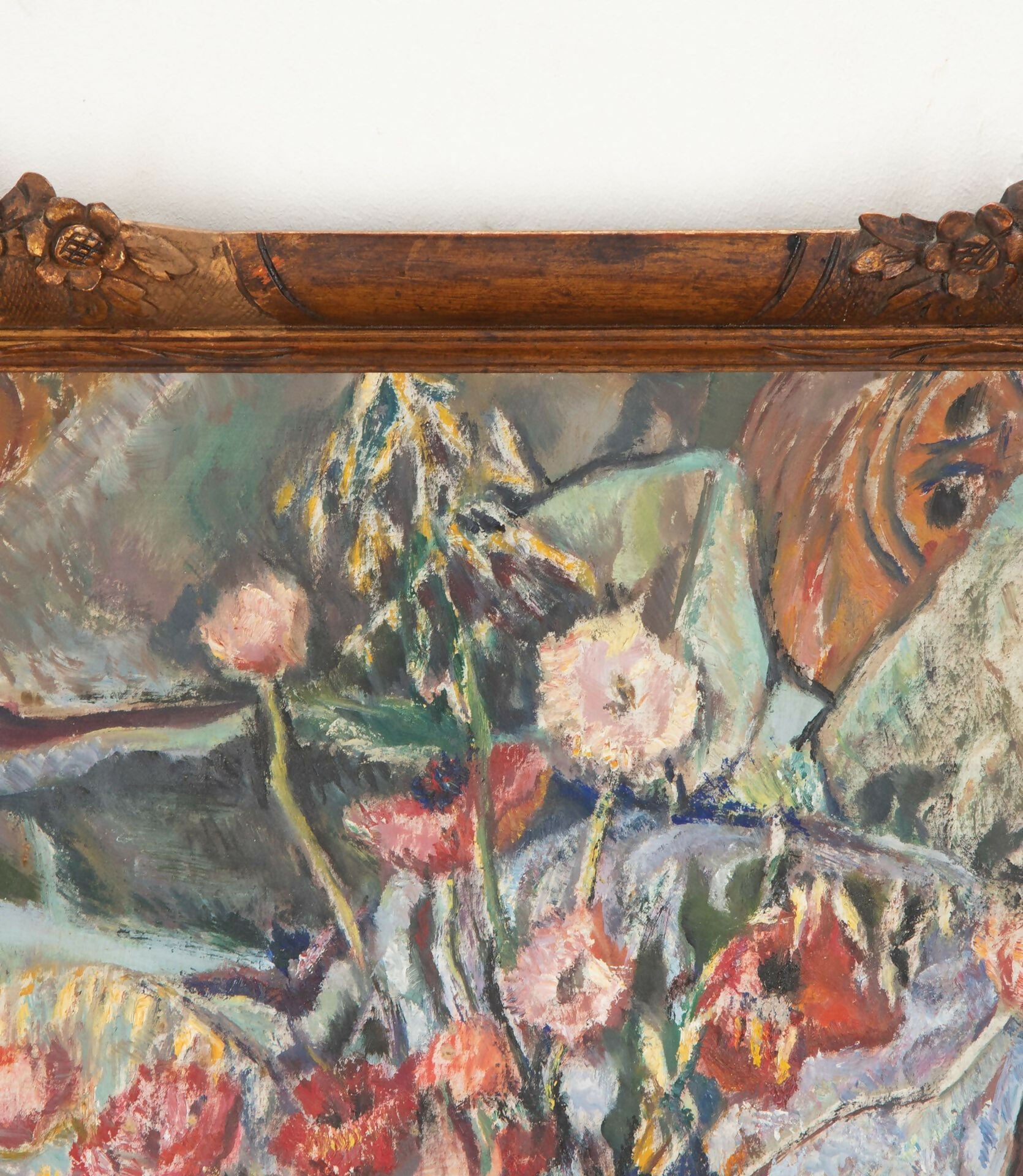 Framed painting of flowers with a decorative wooden frame,  available  to buy on the-salon.com. SALON curates the finest , unique, handmade pieces from the interior industry's best makers and brands. Shop luxury furniture, lighting, rugs, art, antiques and vintage pieces and accessories from SALON interior designed rooms.