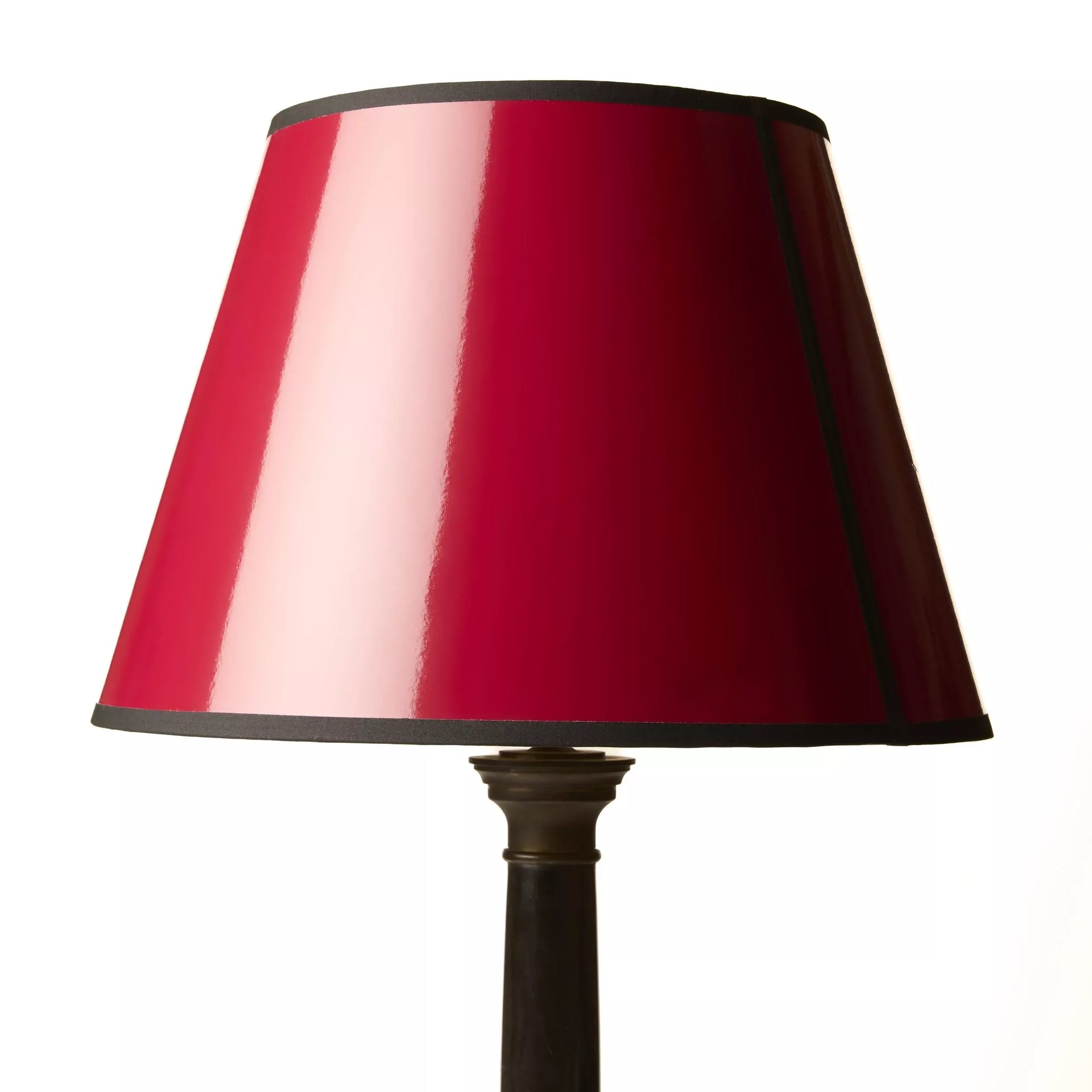 RED HIGH GLOSS LAMPSHADE WITH BLACK TAPE BY THE CL COLLECTION