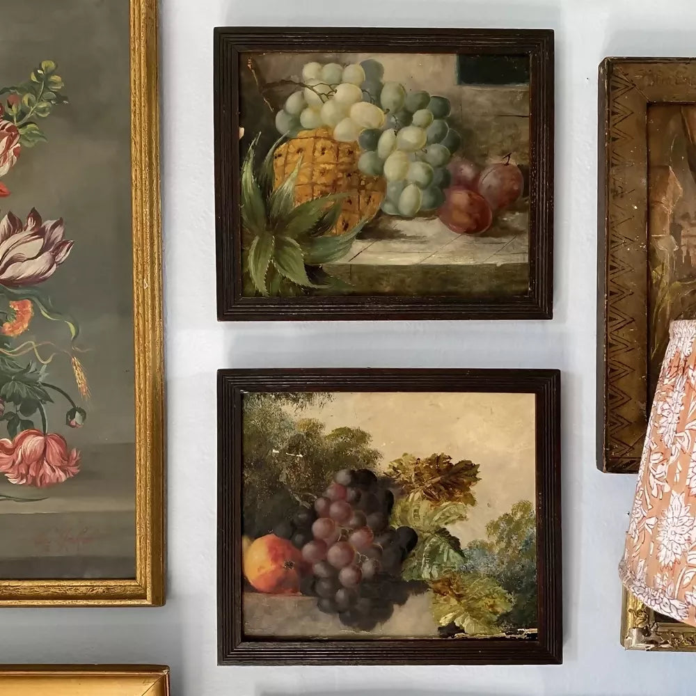 19TH CENTURY FRENCH STILL LIFE OIL PAINTING WITH PINEAPPLE BY RELIC INTERIORS