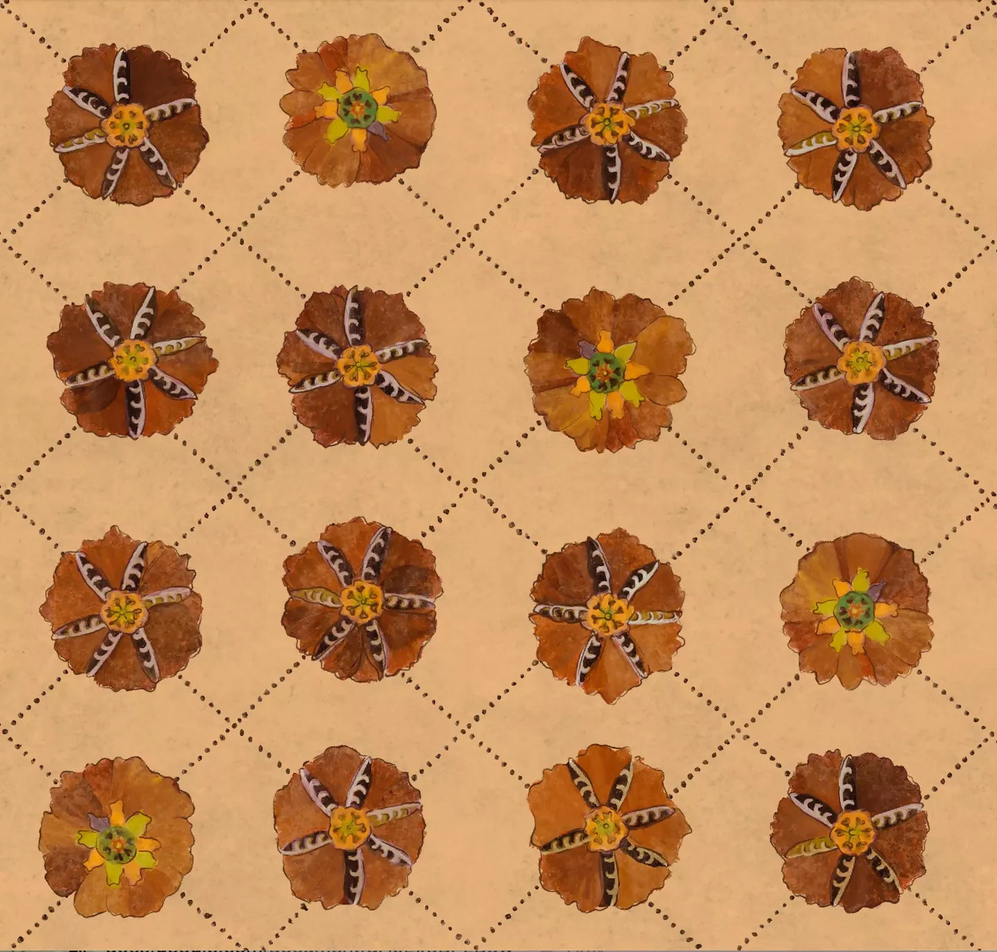 SUZANI wallpaper in use, showing the geometric pattern at the centre, available  to buy on the-salon.com. SALON curates the finest , unique, handmade pieces from the interior industry's best makers and brands. Shop luxury furniture, lighting, rugs, art, antiques and vintage pieces and accessories from SALON interior designed rooms.