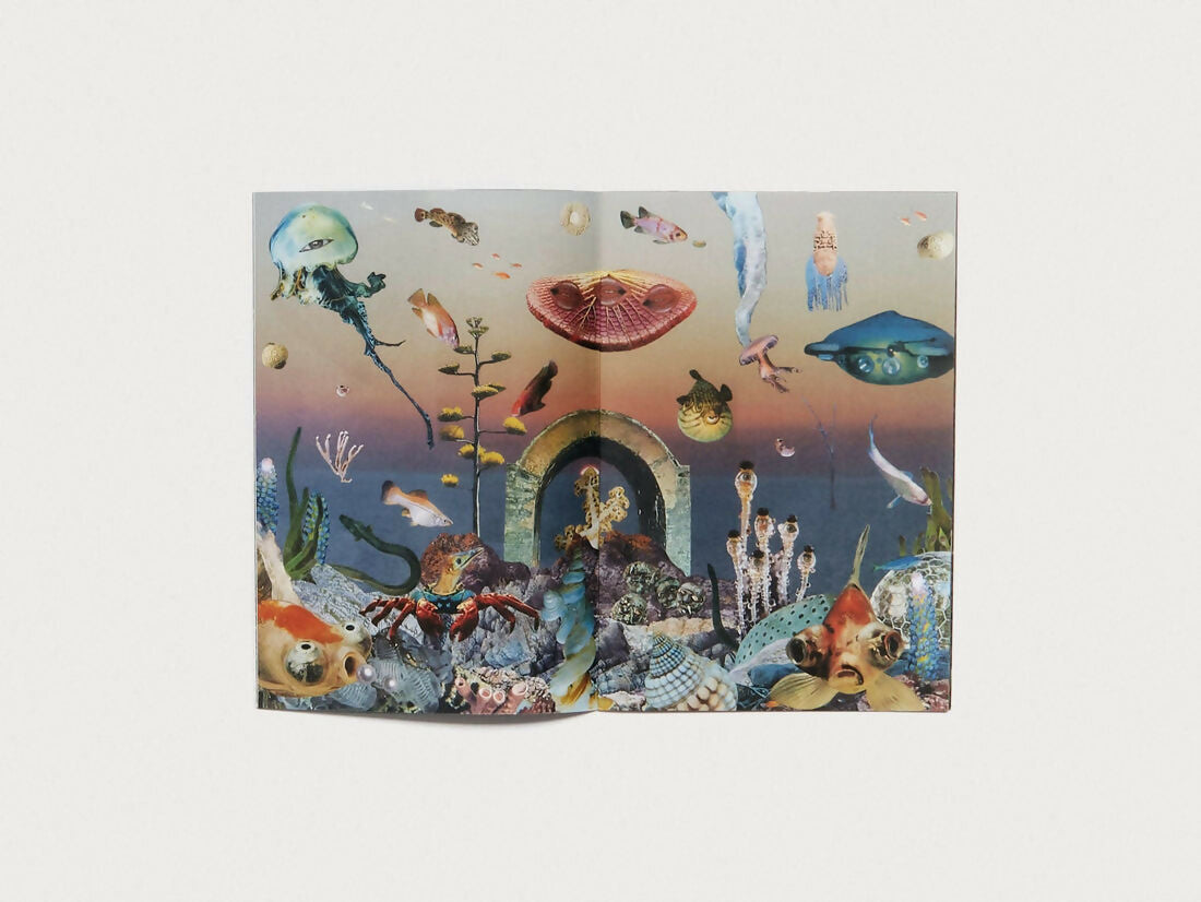 Colorful illustration of a fantasy scene with various creatures and elements on a white background,  available  to buy on the-salon.com. SALON curates the finest , unique, handmade pieces from the interior industry's best makers and brands. Shop luxury furniture, lighting, rugs, art, antiques and vintage pieces and accessories from SALON interior designed rooms.