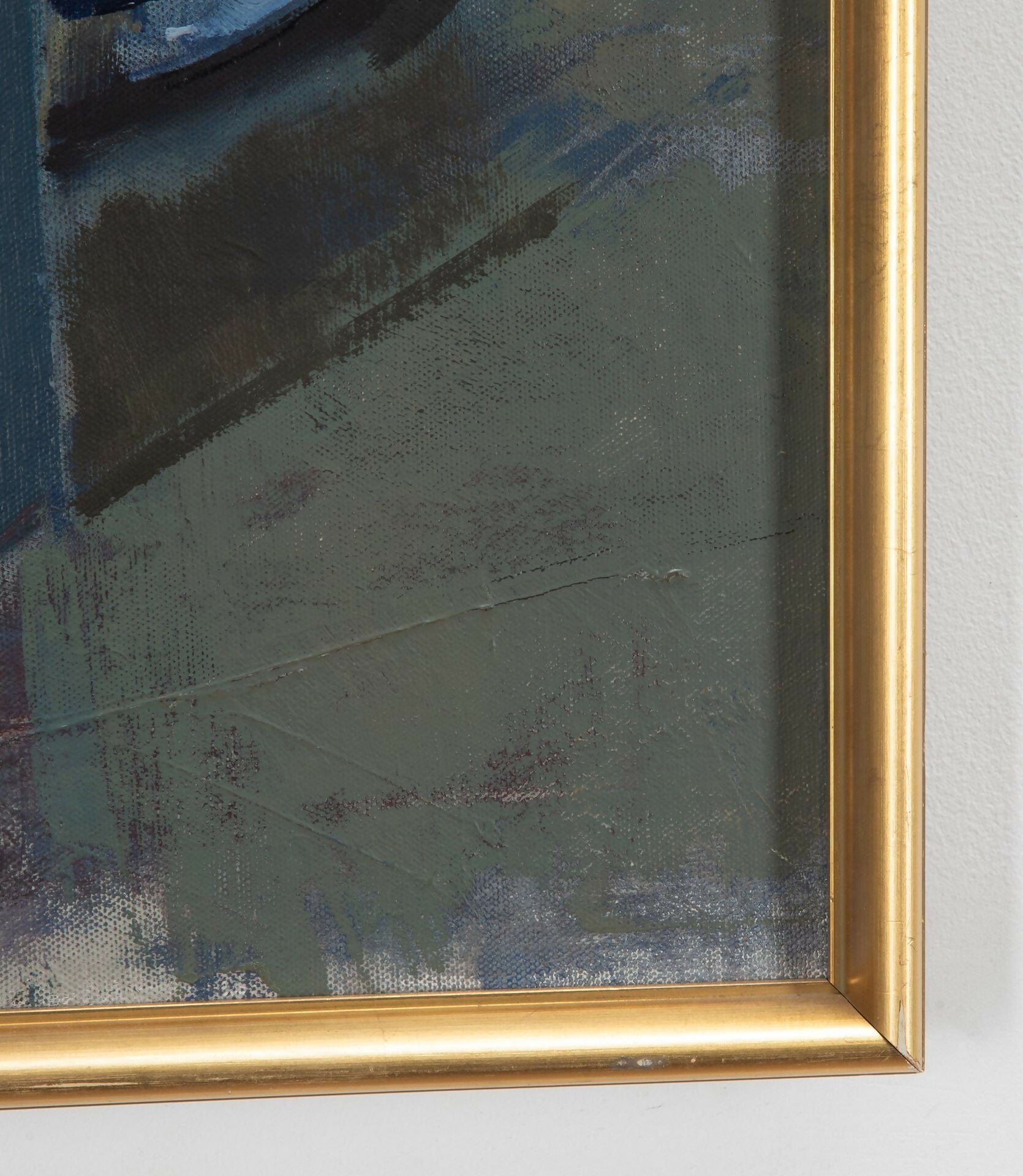 Abstract painting with a gold frame on a light gray background,  available  to buy on the-salon.com. SALON curates the finest , unique, handmade pieces from the interior industry's best makers and brands. Shop luxury furniture, lighting, rugs, art, antiques and vintage pieces and accessories from SALON interior designed rooms.