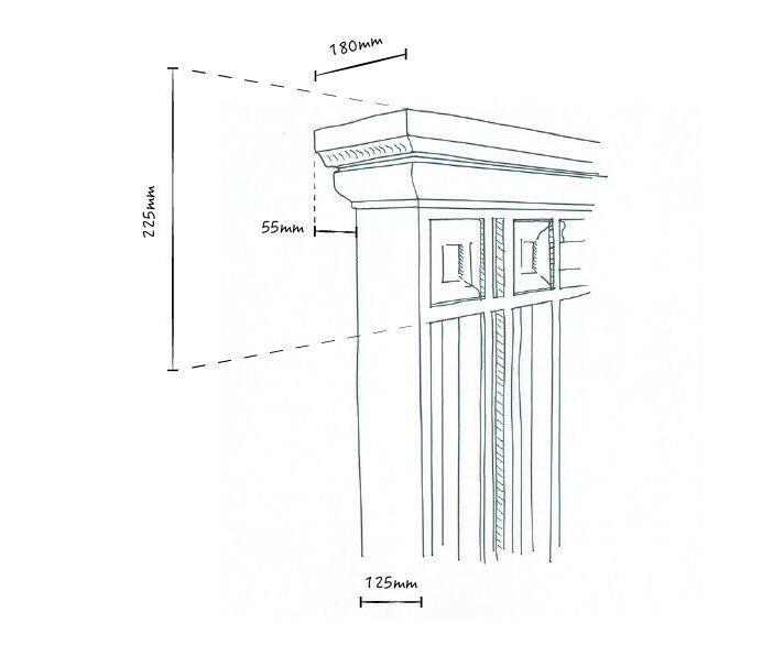 An image of the measurements of the fireplace, 180 millimetres in width,  available  to buy on the-salon.com. SALON curates the finest , unique, handmade pieces from the interior industry's best makers and brands. Shop luxury furniture, lighting, rugs, art, antiques and vintage pieces and accessories from SALON interior designed rooms.
