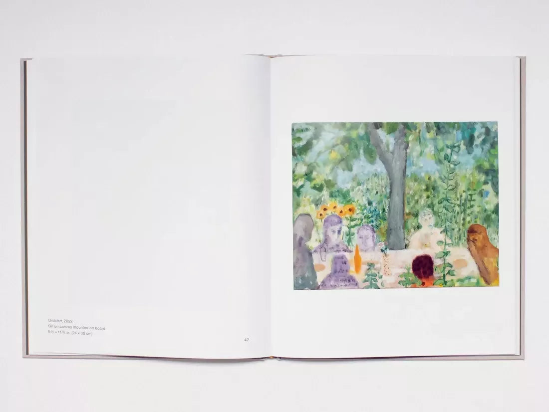 Open book with a colorful illustration of people in a garden on a white background,available to buy from the-salon.com. SALON curates the finest unique handmade pieces from the interior industry's best makers and brands. Shop luxury furniture, lighting, rugs, art, antiques and vintage pieces and accessories from SALON interior designed rooms. 