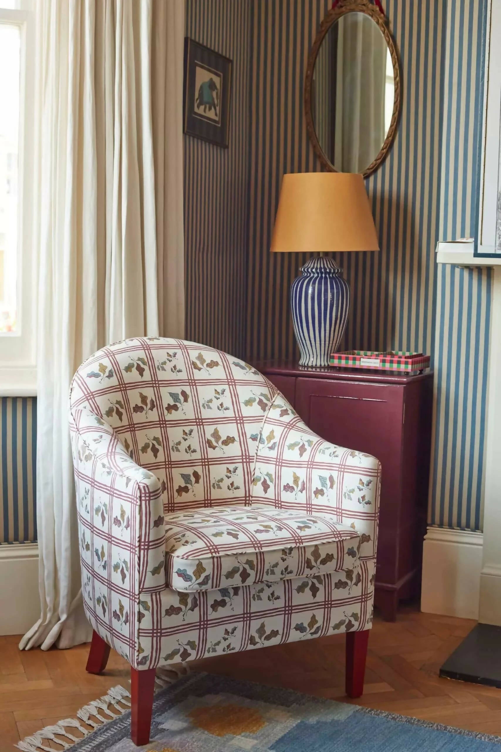 GINGHAM LEAF STRAWBERRY JAZZ FABRIC BY STUDIO HOLLOND
