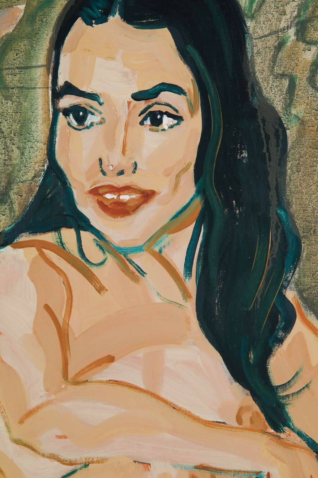 Artistic depiction of a woman with long dark hair and a light-colored top,  available  to buy on the-salon.com. SALON curates the finest , unique, handmade pieces from the interior industry's best makers and brands. Shop luxury furniture, lighting, rugs, art, antiques and vintage pieces and accessories from SALON interior designed rooms.